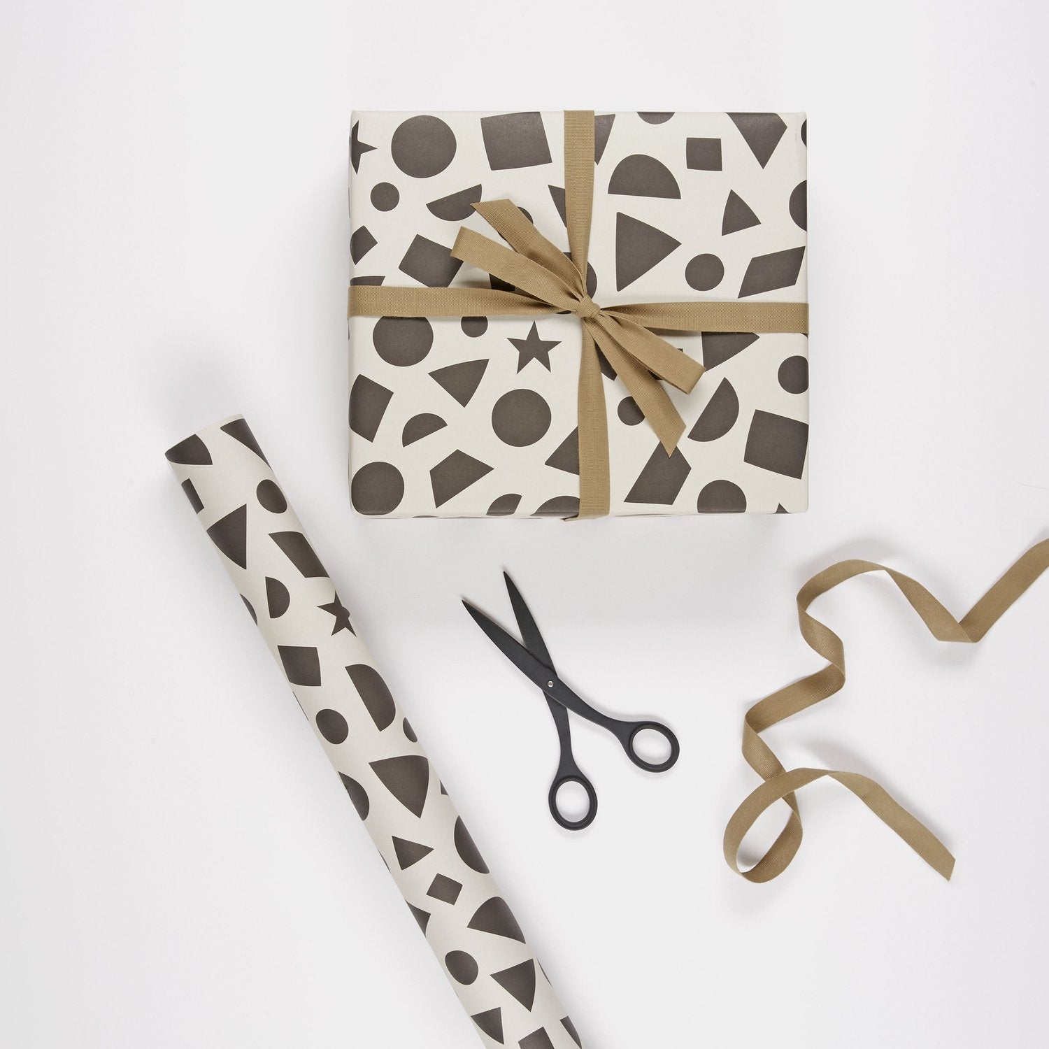 Odd Shapes Folded Wrapping Paper | Mono | by Kinshipped - Lifestory - Kinshipped