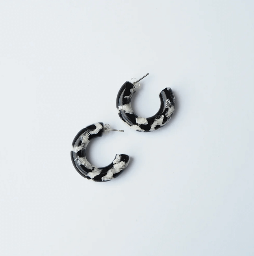 Pluma Round Mini Hoop Earrings | Monochrome | by Custom Made - Lifestory - Custom Made