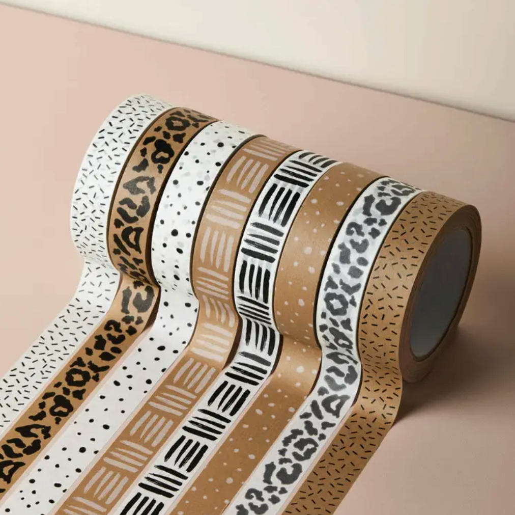 Recyclable Paper Tape | Black Leopard | 25mm x 50m | by Cadeaux Paperworks - Lifestory - Cadeaux Paperworks
