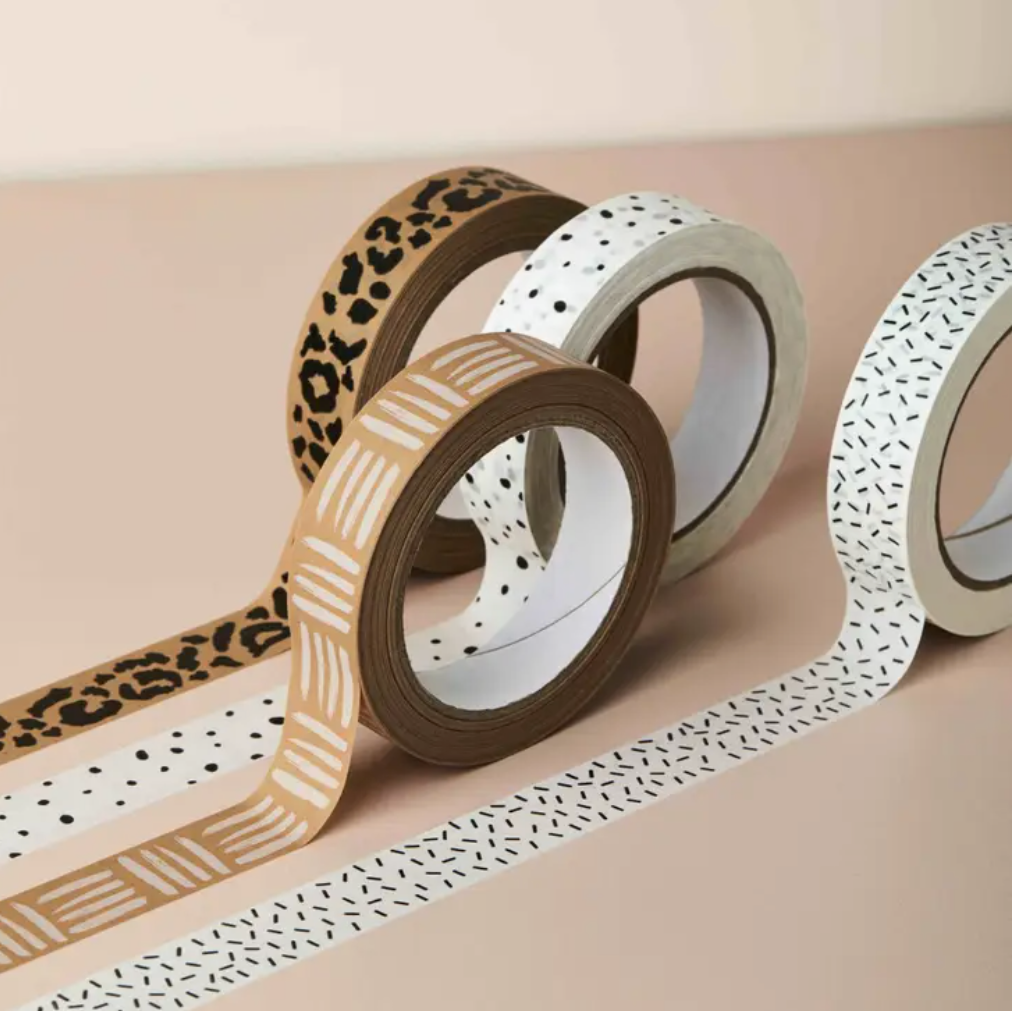 Recyclable Paper Tape | Black Leopard | 25mm x 50m | by Cadeaux Paperworks - Lifestory - Cadeaux Paperworks