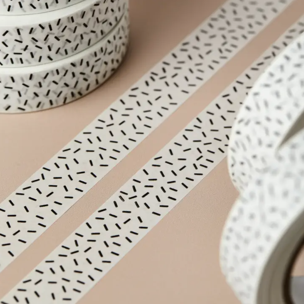 Recyclable Paper Tape | White Sprinkles | 25mm x 50m | by Cadeaux Paperworks - Lifestory - Cadeaux Paperworks