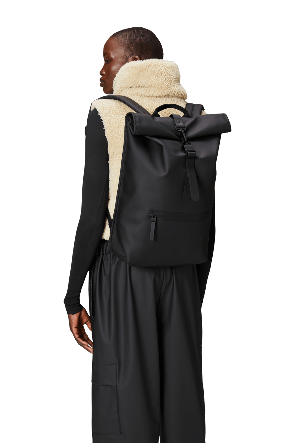 Rolltop Rucksack | Black | Waterproof | by Rains - Lifestory