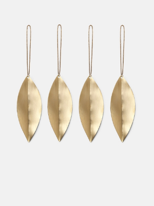 Leaf Brass Ornaments | set of 4 - Lifestory - ferm Living