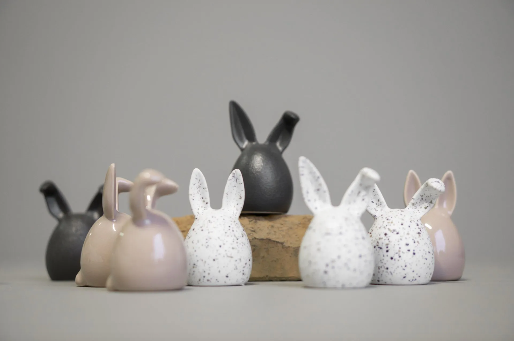 Rabbit Triplets | Pack of 3 | White Dots | Ceramic | by DBKD - Lifestory - DBKD