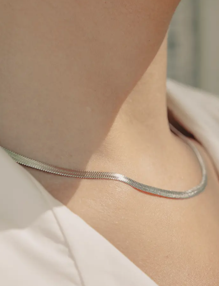Silver Snake Chain Choker Necklace | Waterproof | Gift Boxed | by Nordic Muse - Lifestory - Nordic Muse