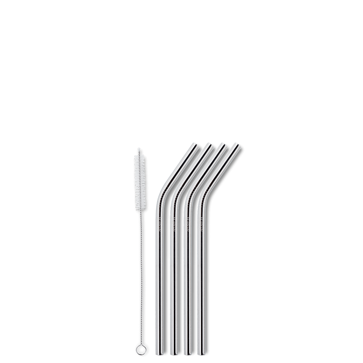 Reusable Long Smoothie Straw | Set of 4 with Brush | Silver | by Aya&Ida - Lifestory - Ayaida