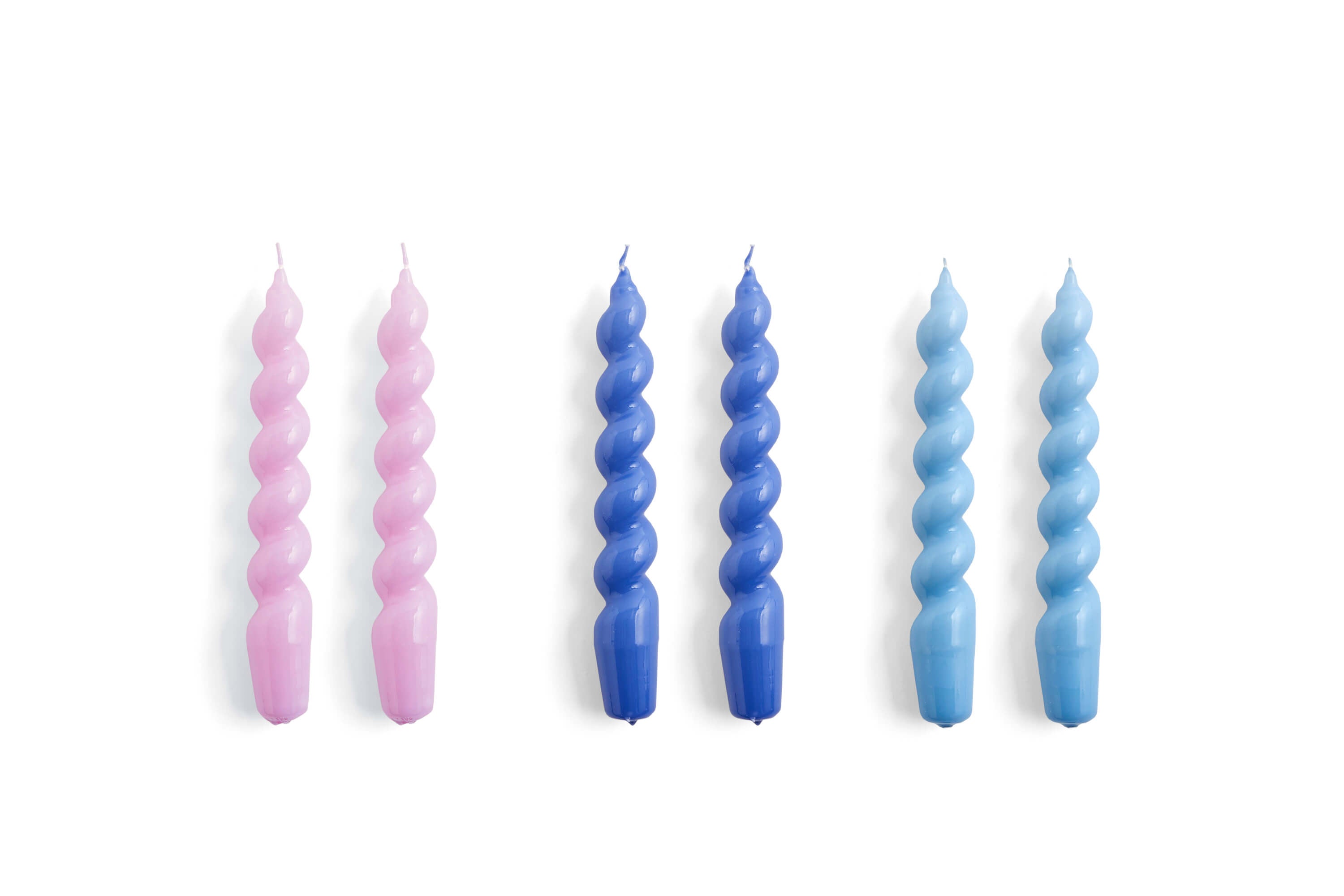 Spiral Candle - Set of 6 | Lilac, Purple Blue, Light Blue | by HAY - Lifestory - HAY