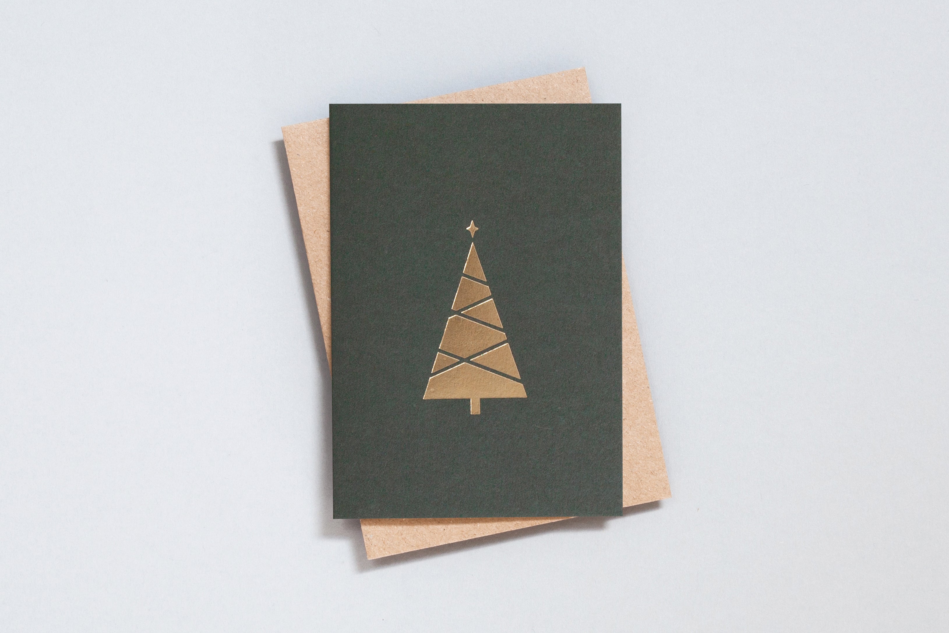 Christmas Tree Card in Green / Brass - Lifestory - ola
