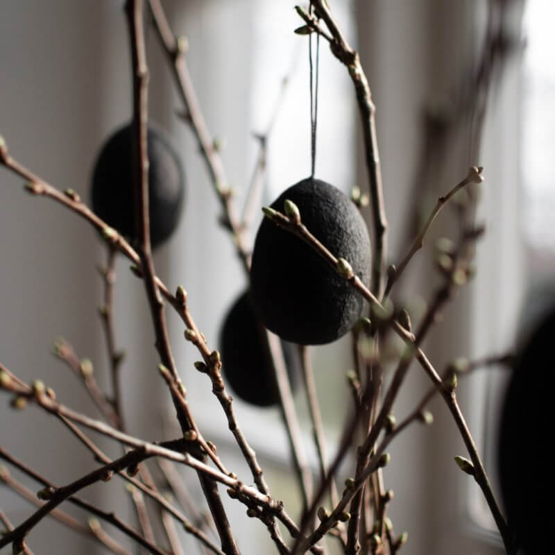 Twig - Hanging Egg | Black | Papier Maché | by DBKD - Lifestory - DBKD