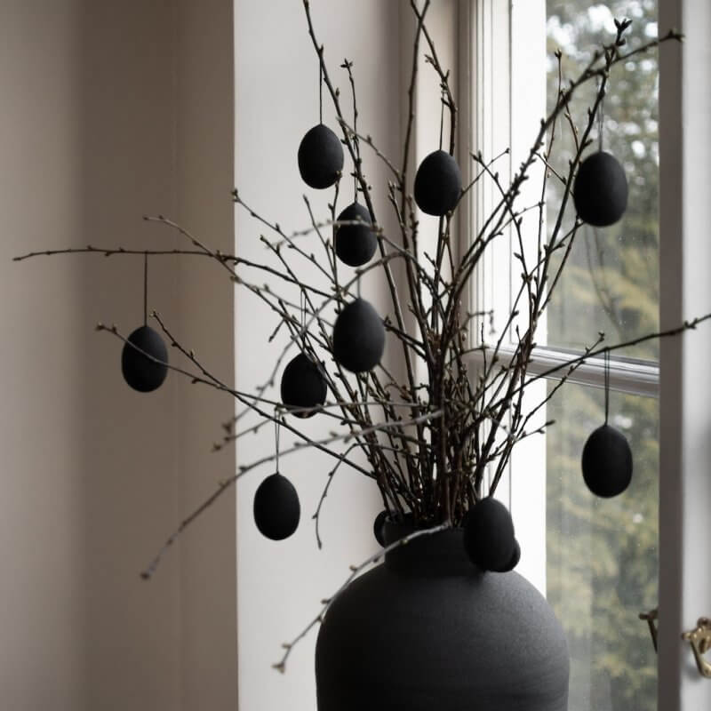 Twig - Hanging Egg | Black | Papier Maché | by DBKD - Lifestory - DBKD