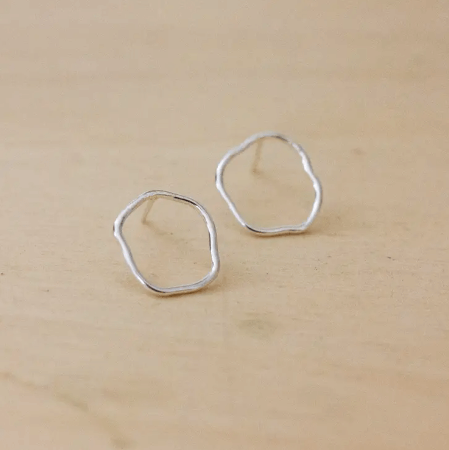 Wavy Open Circle Stud Earrings | 100% Recycled Sterling Silver | by Fawn & Rose - Lifestory - Fawn & Rose