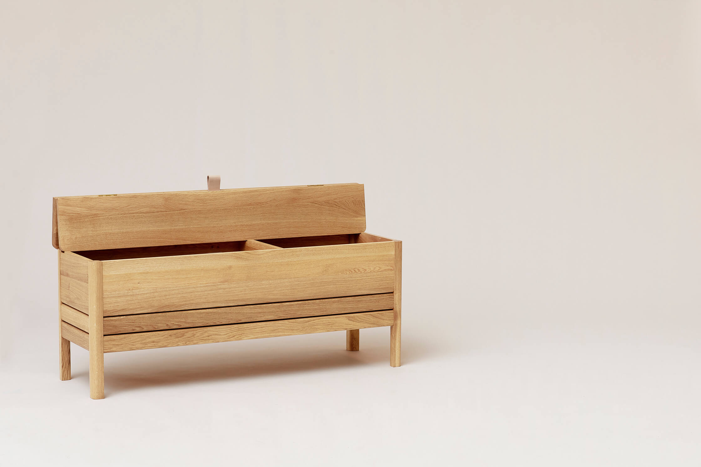 A Line Storage Bench | 111cm | White Oiled Oak | by Form & Refine - Lifestory - Form & Refine