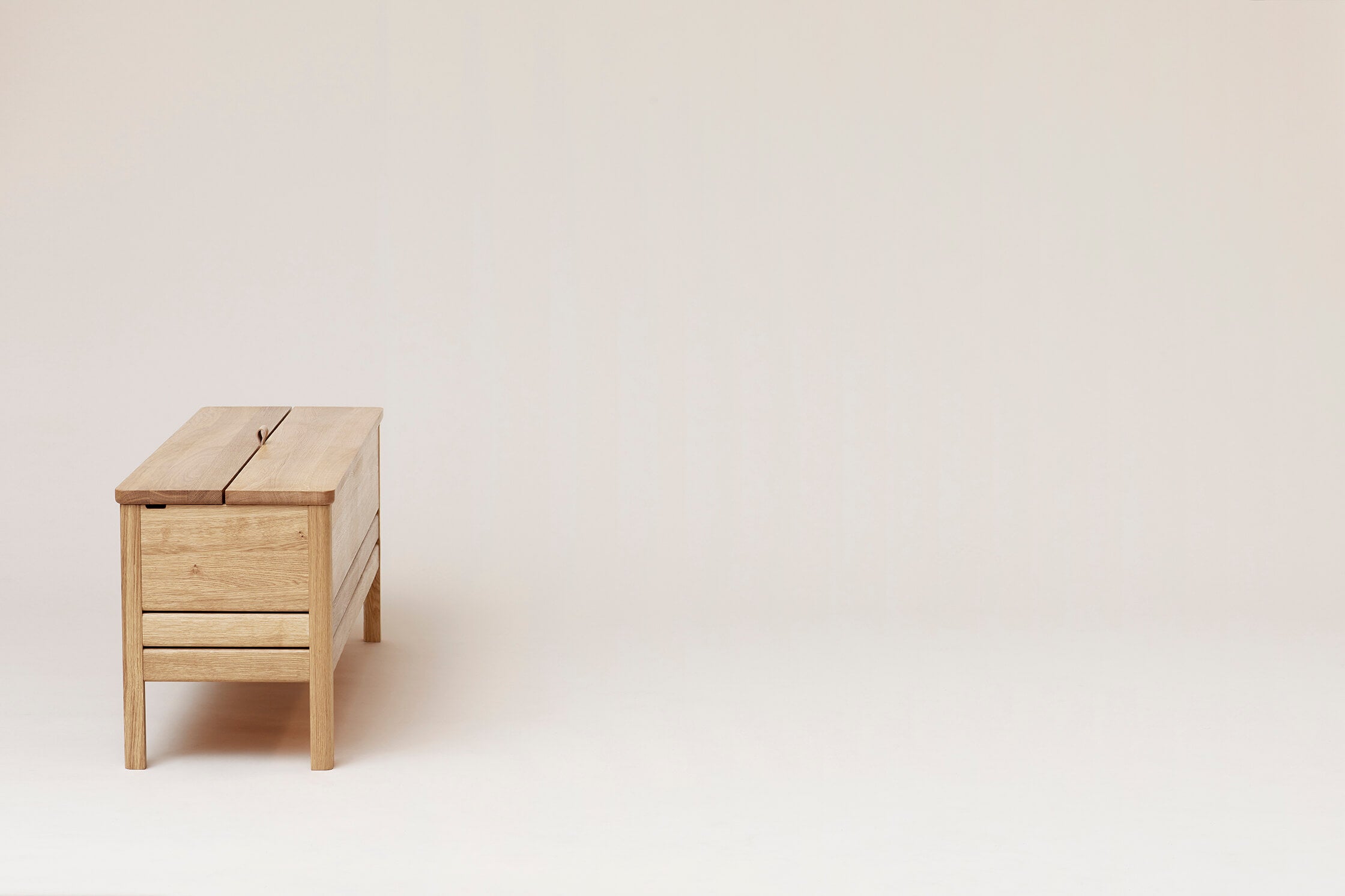 A Line Storage Bench | 111cm | White Oiled Oak | by Form & Refine - Lifestory - Form & Refine