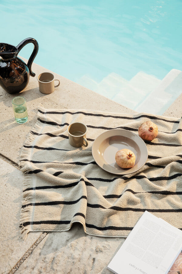 Alee Bath Towel | Sand & Black | Cotton | by ferm Living - Lifestory - ferm LIVING