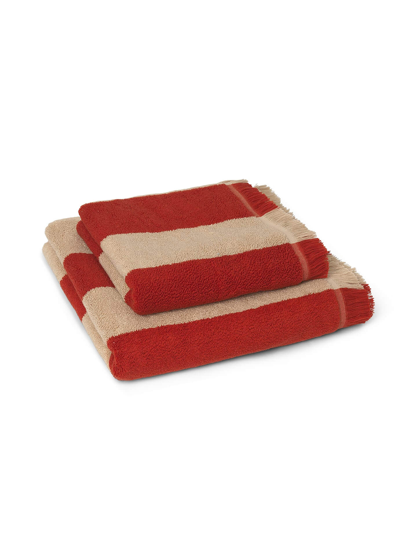 Alee Bath Towel | Camel & Red | Cotton | by ferm Living - Lifestory - ferm LIVING