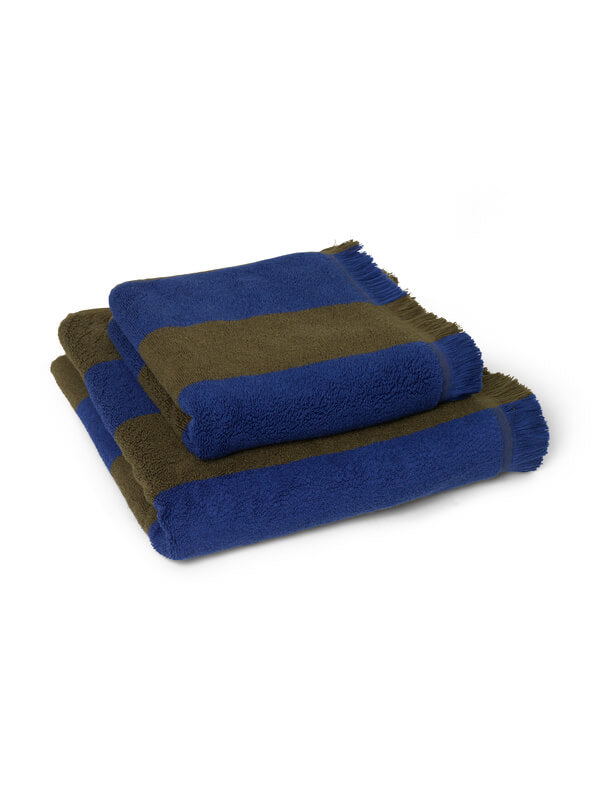 Alee Hand Towel | Olive & Bright Blue | Cotton | by ferm Living - Lifestory - ferm LIVING