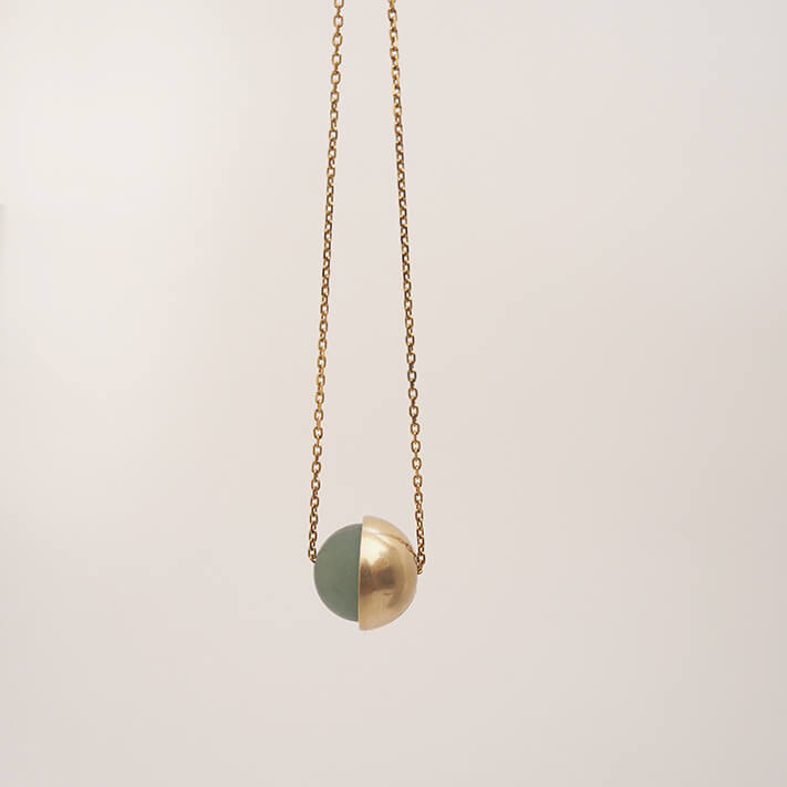 Aventurine & Brass Cup Necklace | by brass+bold - Lifestory - brass+bold