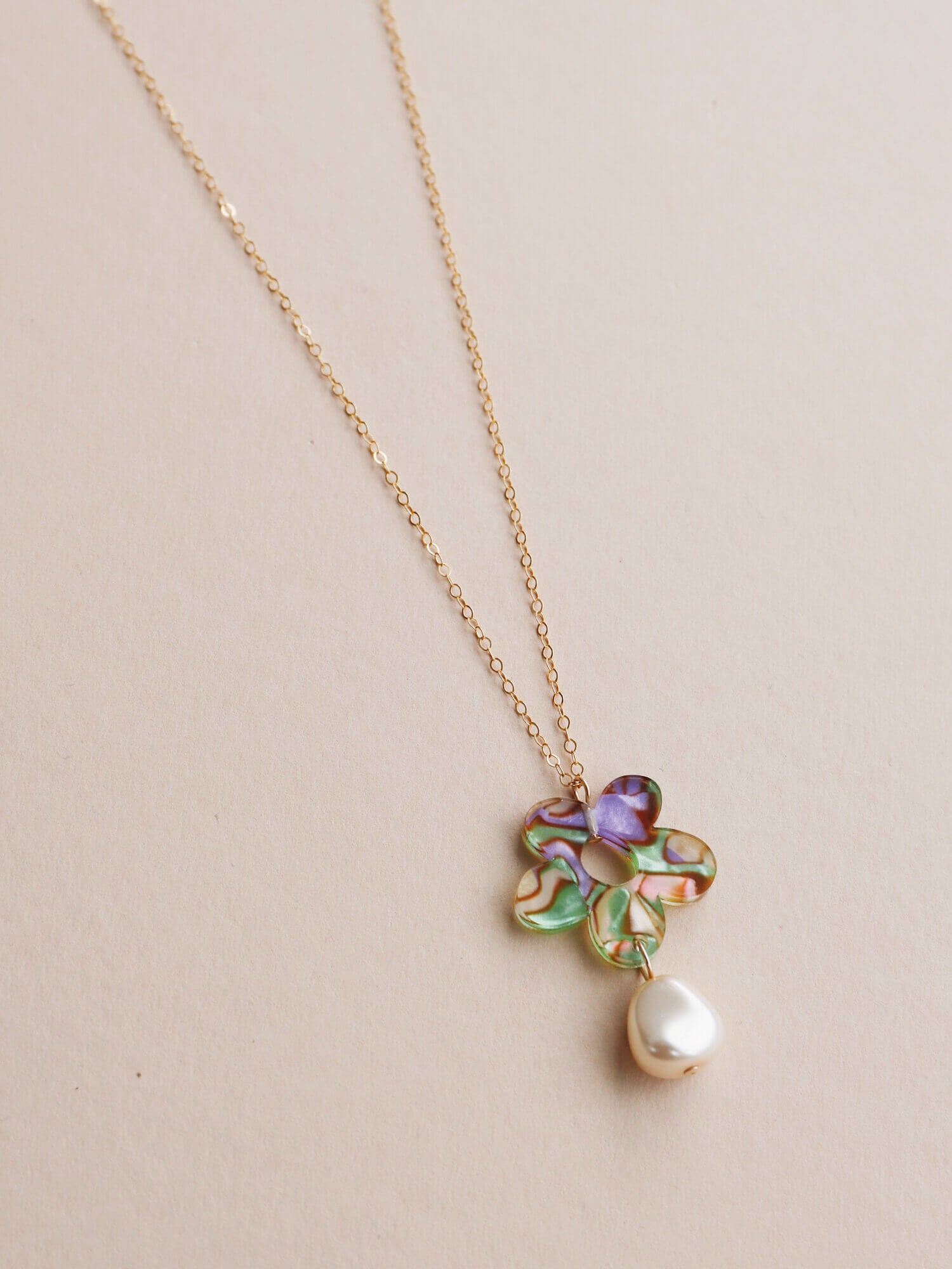 Billie Necklace | Iridescent Ripple & Glass Pearl | by Wolf & Moon - Lifestory - Wolf & Moon