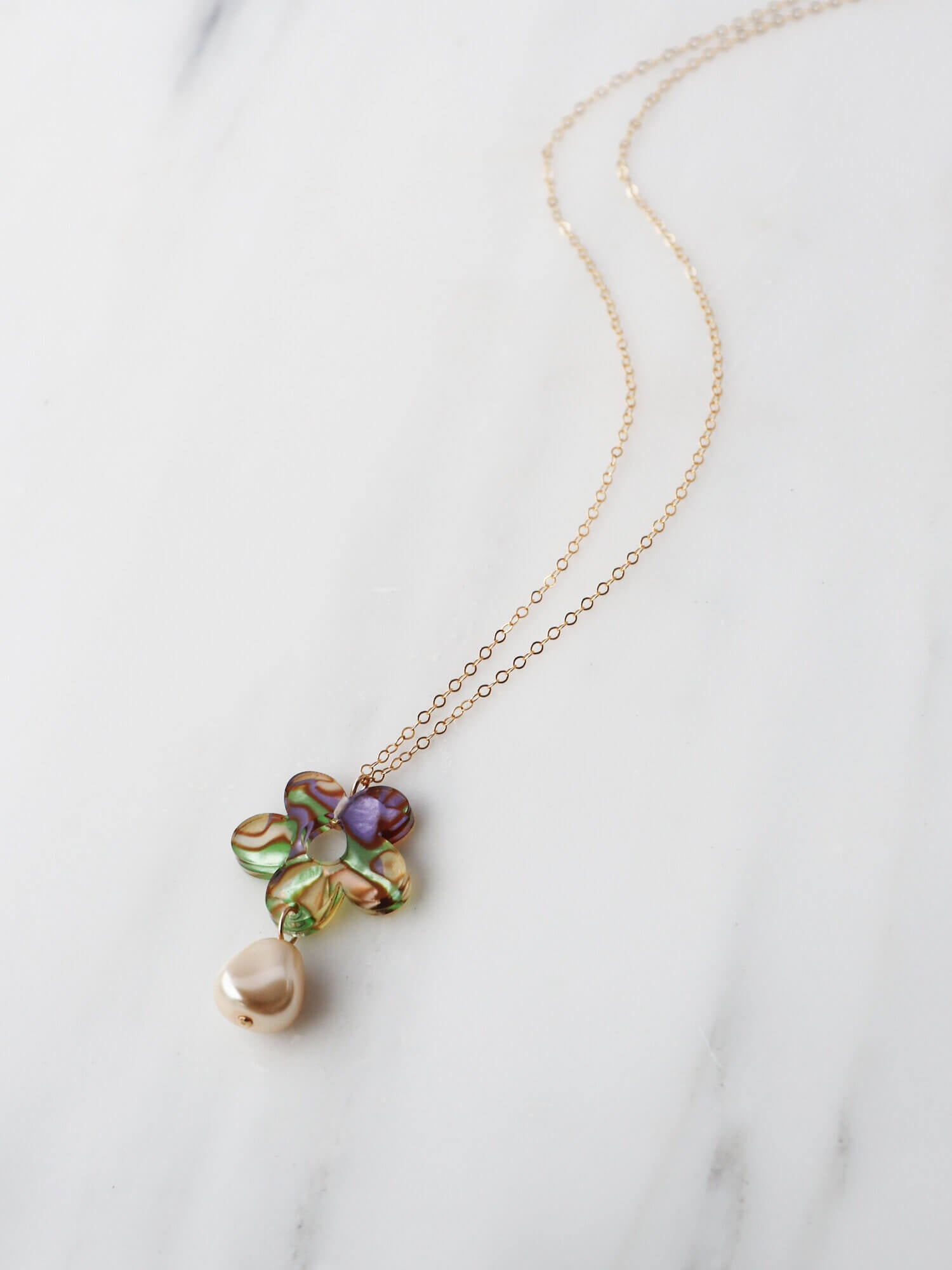 Billie Necklace | Iridescent Ripple & Glass Pearl | by Wolf & Moon - Lifestory - Wolf & Moon