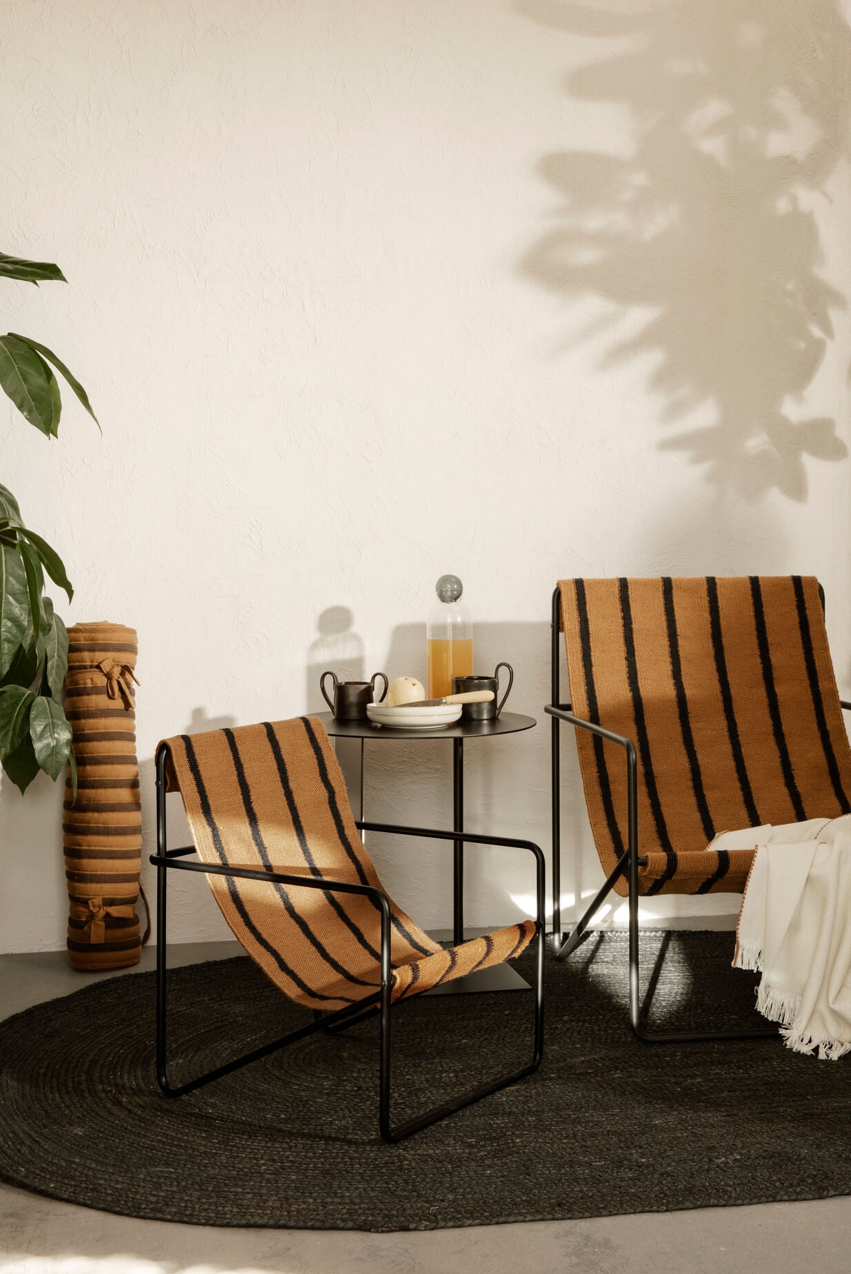 Desert Lounge Chair | Black Frame + Stripe Fabric | by ferm Living - Lifestory - ferm Living