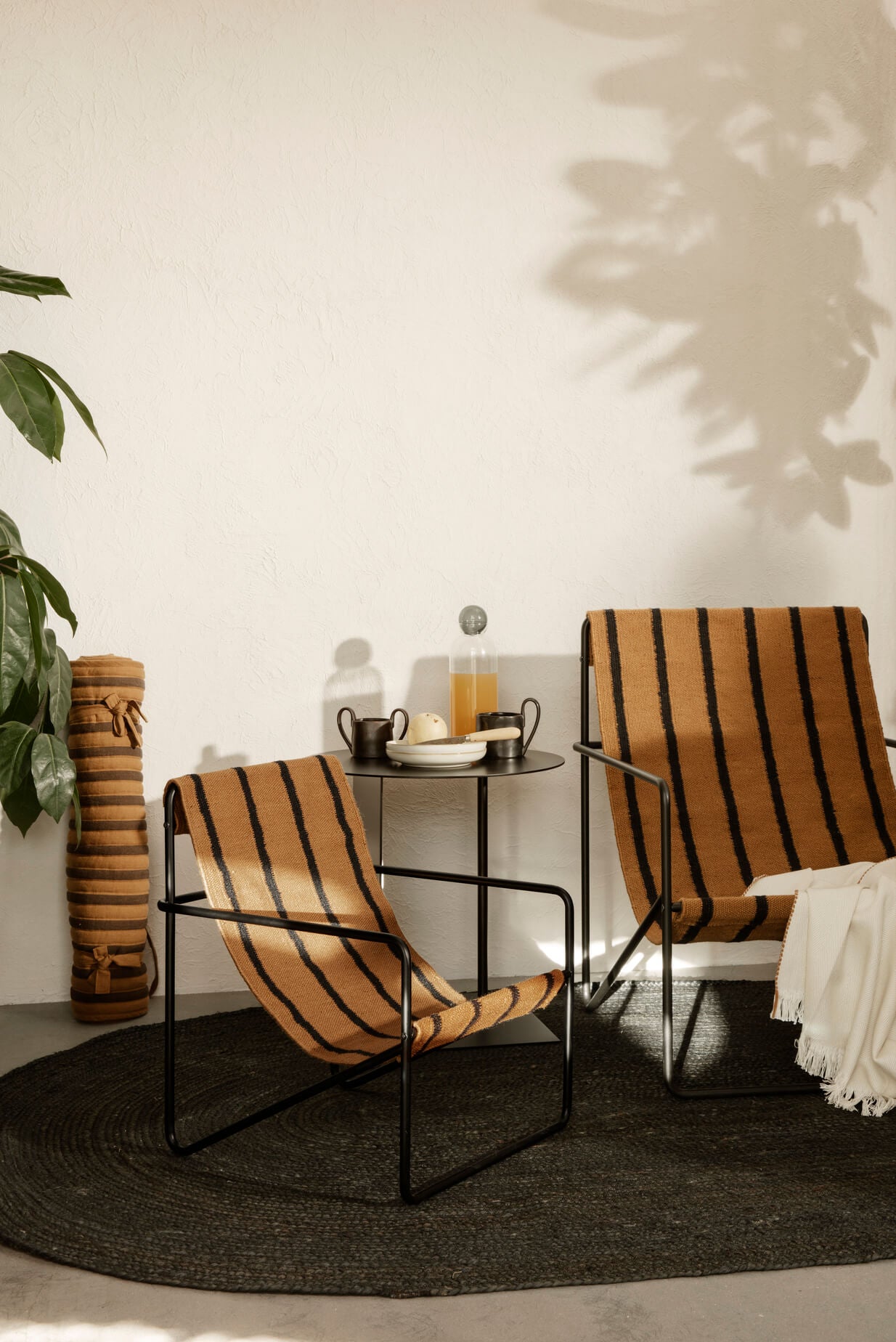 Desert Lounge Chair | Cashmere Frame + Stripe Fabric | by ferm Living - Lifestory - ferm Living
