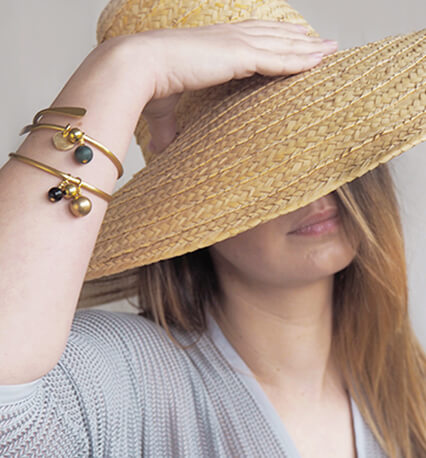 Brass Bangle with Beads | Onyx | by brass+bold - Lifestory - brass+bold