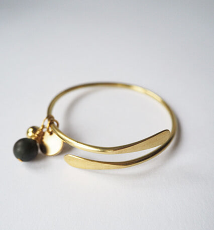 Brass Bangle with Beads | Onyx | by brass+bold - Lifestory - brass+bold