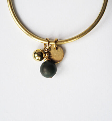 Brass Bangle with Beads | Onyx | by brass+bold - Lifestory - brass+bold