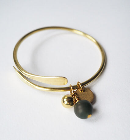 Brass Bangle with Beads | Onyx | by brass+bold - Lifestory - brass+bold