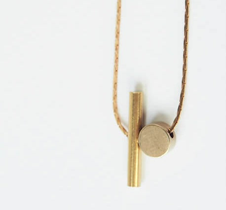 Brass Cylinder & Brass Disc Necklace | by brass+bold - Lifestory - brass+bold