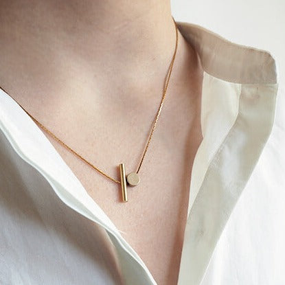 Brass Cylinder & Brass Disc Necklace | by brass+bold - Lifestory - brass+bold