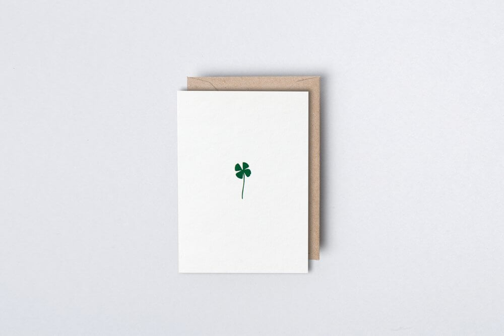 Small Clover Card | Green on Natural | Foil Blocked | by Ola - Lifestory - ola
