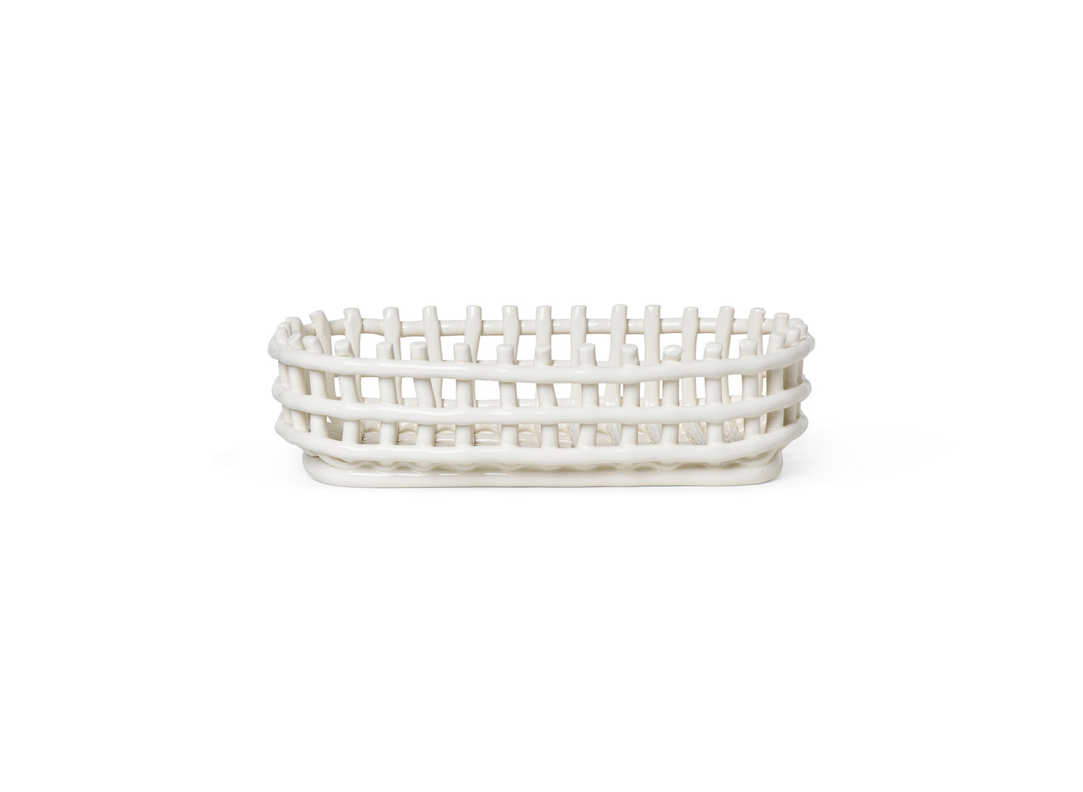 Oval Ceramic Basket | Woven | Off-White | by ferm Living - Lifestory - ferm LIVING