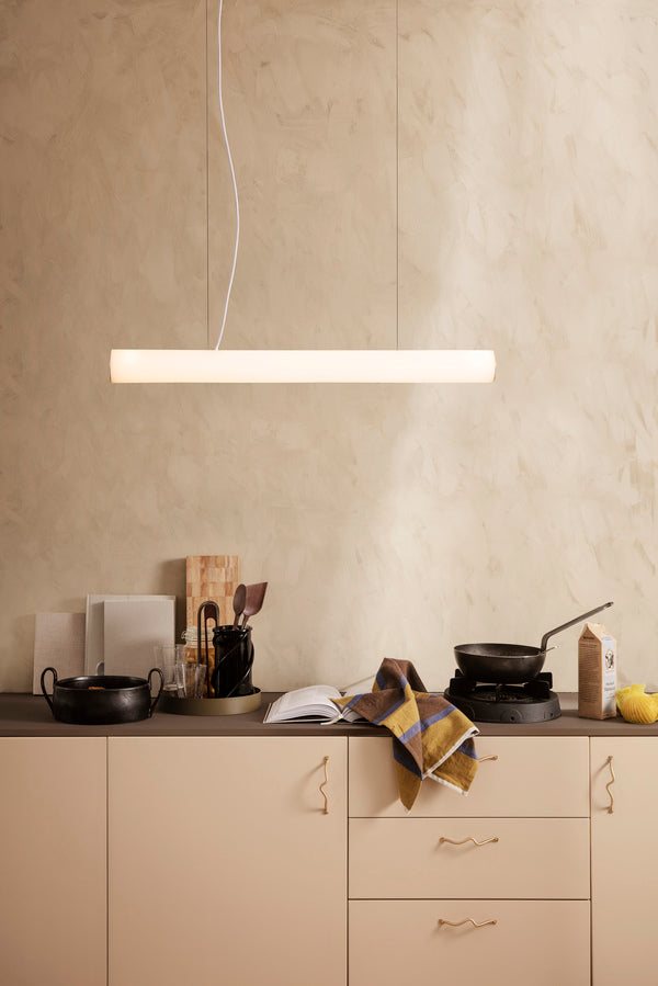 Vuelta Pendant Long | Reeded Glass | White & Brass - Lifestory - ferm LIVING