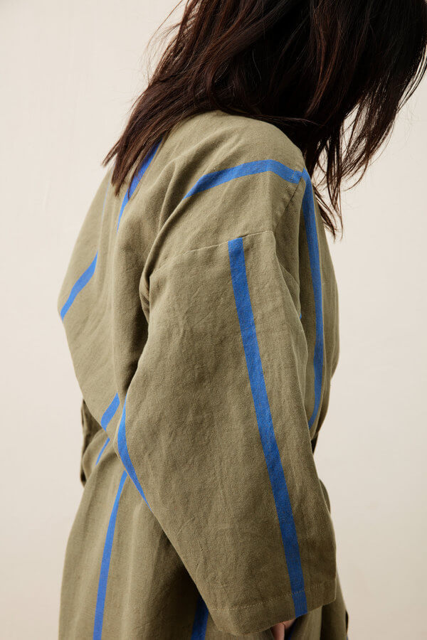 Field Robe | Olive with Bright Blue | Unisex | Linen - Cotton | by ferm Living - Lifestory - ferm LIVING
