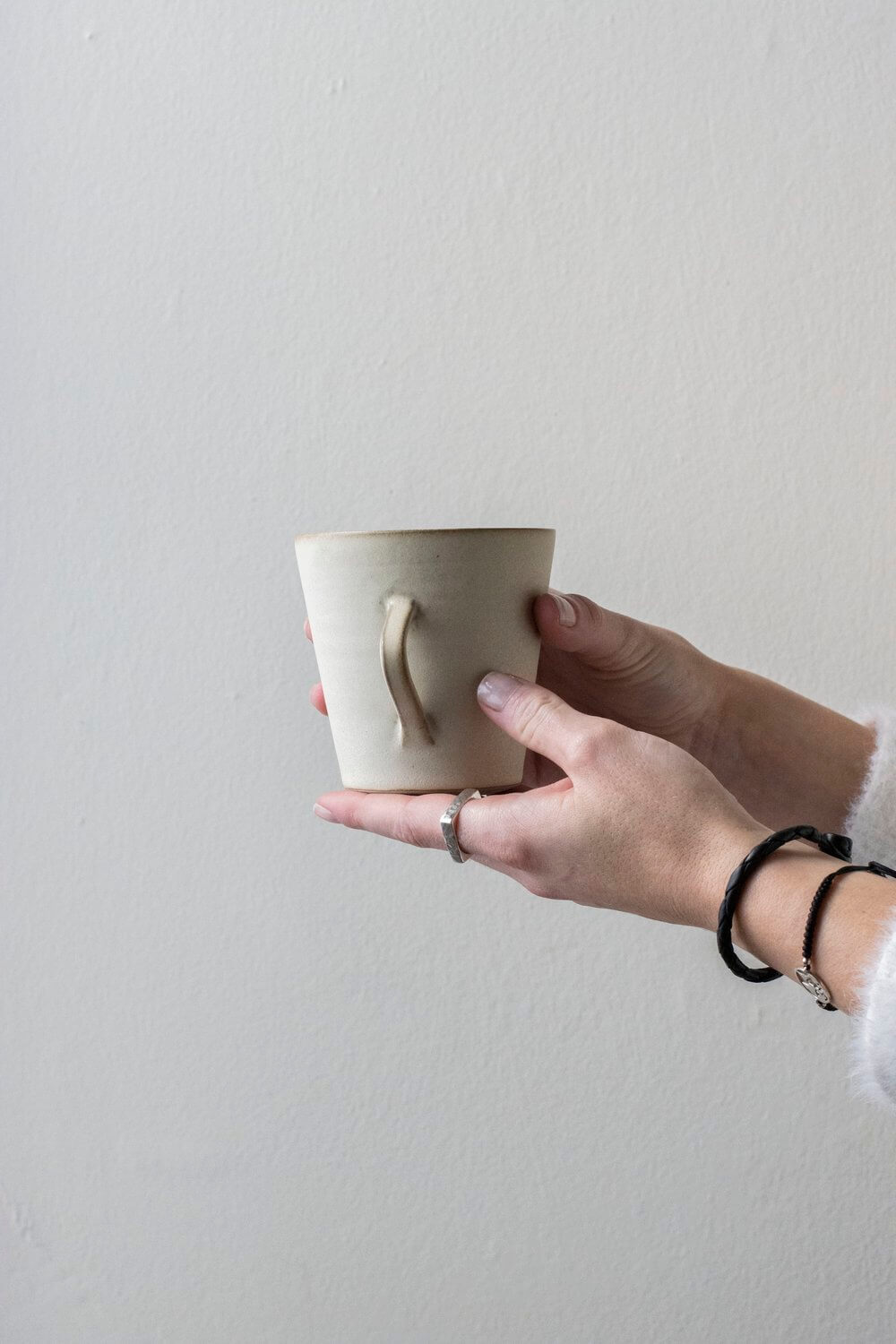 Large Flared Mug with Handle | Off-White | by Borja Moronta - Lifestory - Borja Moronta