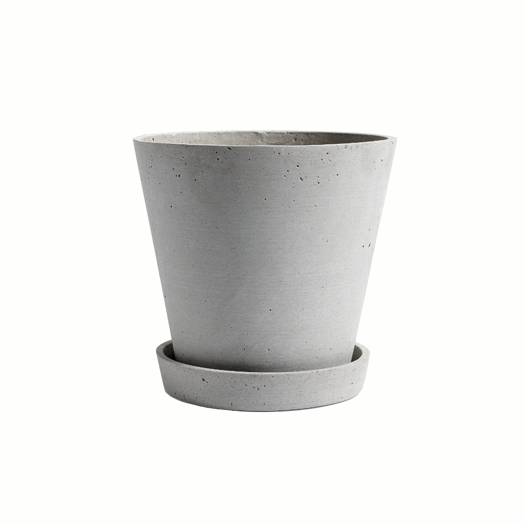 Flowerpot with saucer | XX Large | Grey concrete plant pot - Lifestory - HAY