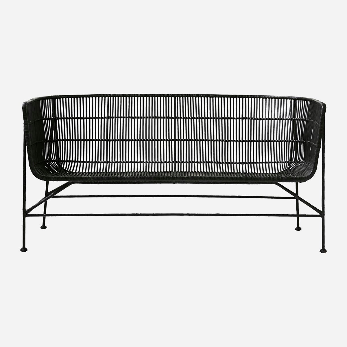 Cuun Two-Seater Woven Rattan sofa in Black or Natural | by House Doctor - Lifestory