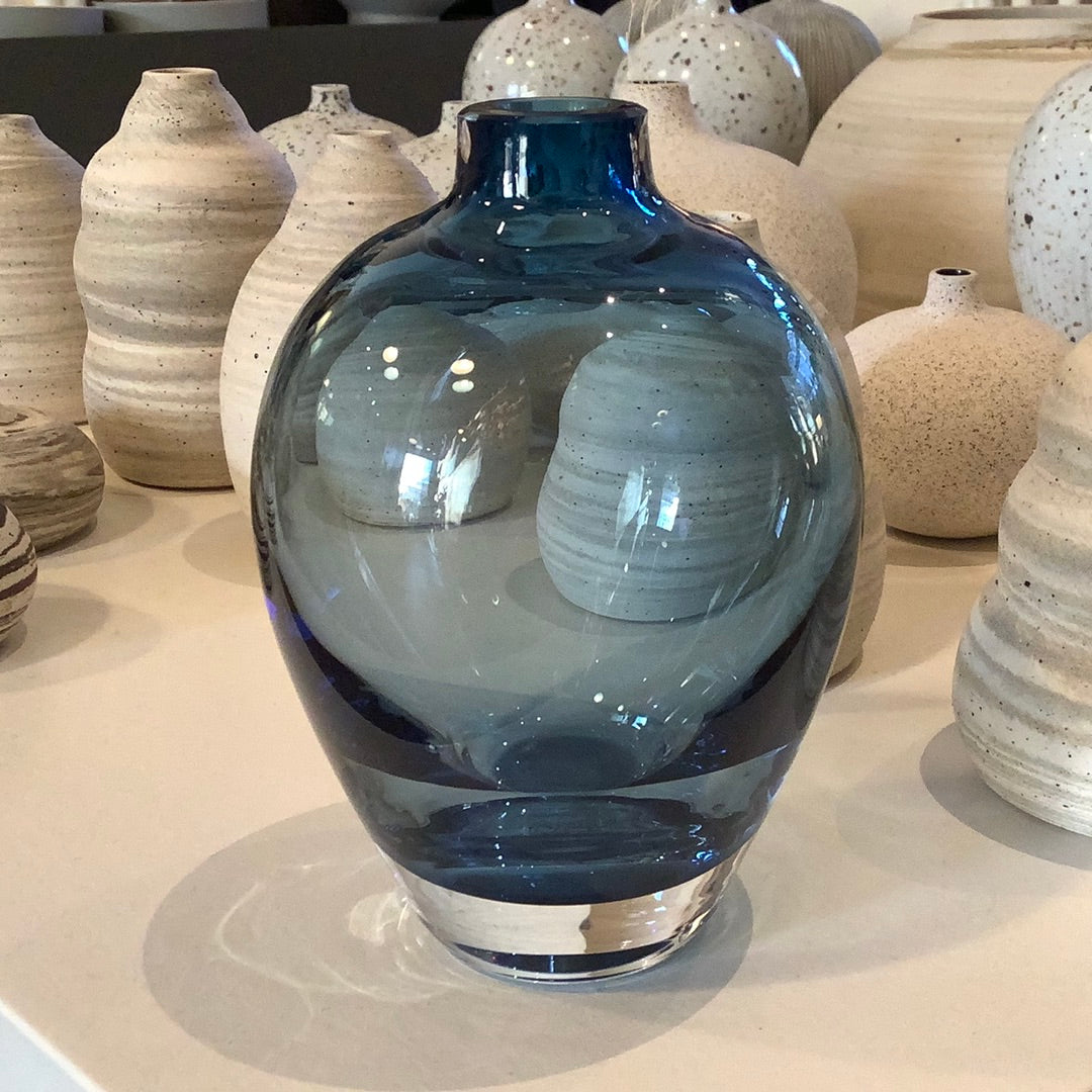 Ebba Vase | Medium | Steel Blue | Glass | by Lindform - Lifestory - Lindform
