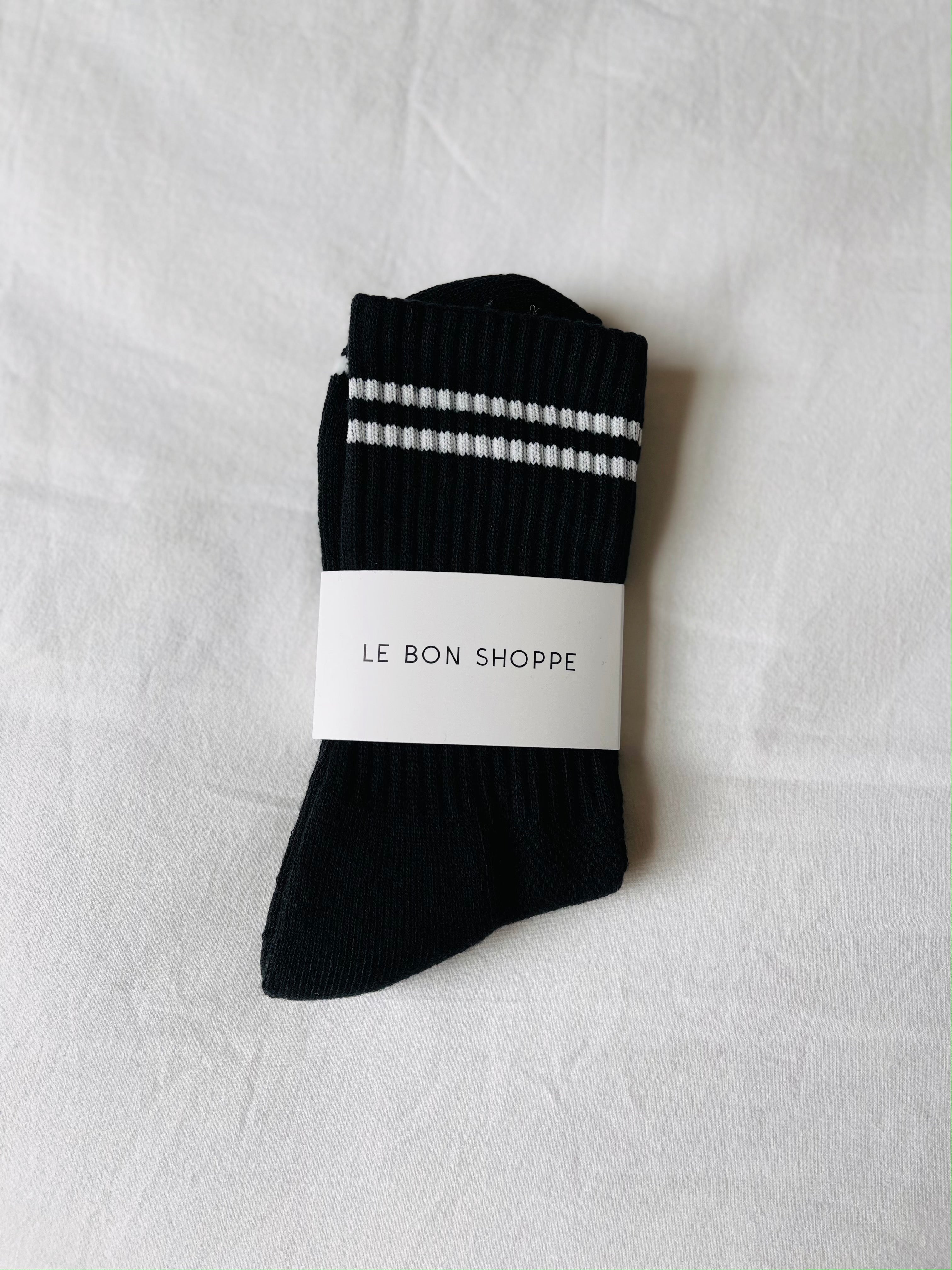 Boyfriend Socks | Noir | Black With White Stripe - Lifestory - Le Bon Shoppe