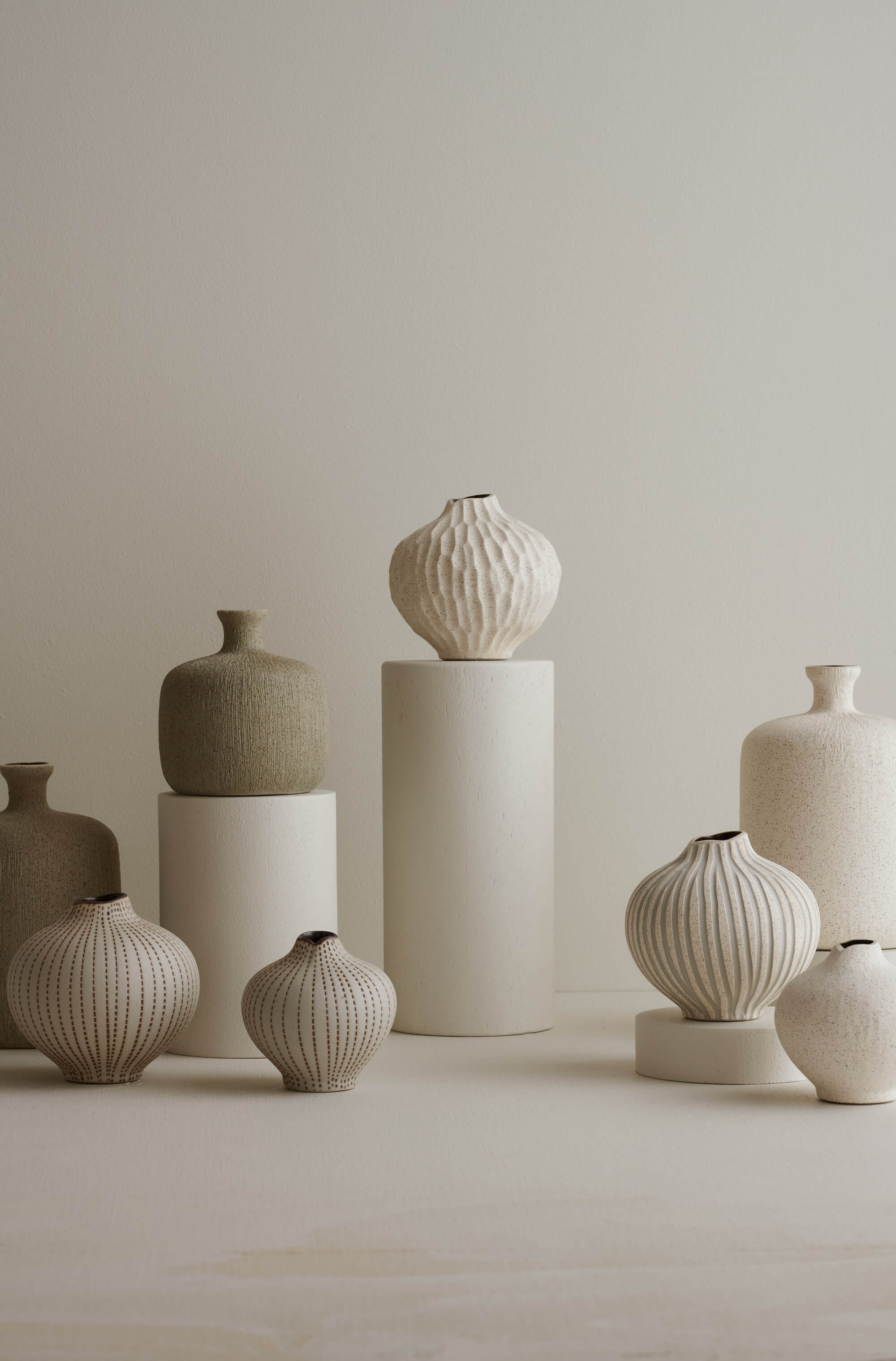 Line Vase | Small | Sand White Cut | by Lindform - Lifestory - Lindform