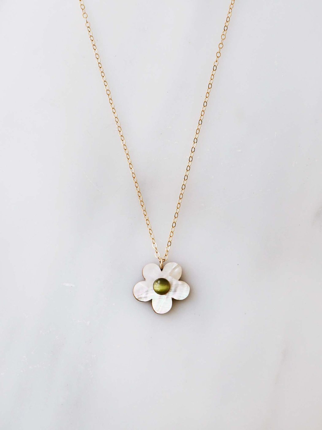 Mini Bloom Necklace in White Pearl on 14k gold-filled chain - Lifestory - Wolf & Moon