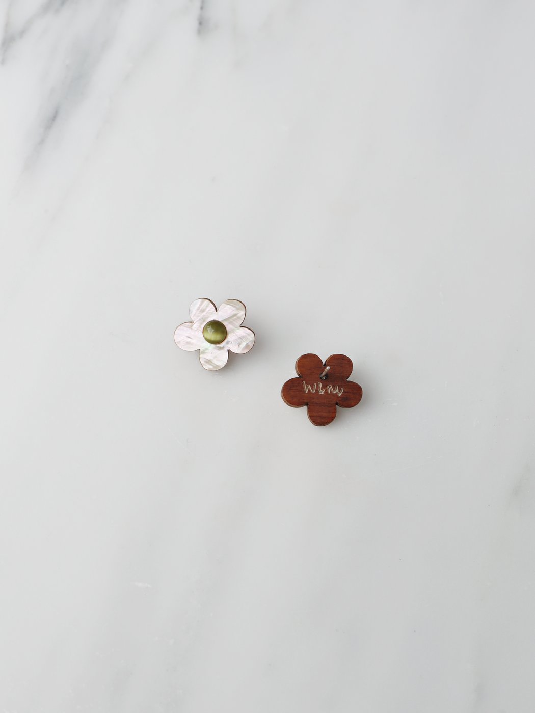 Mini Bloom Studs in White Pearl - Lifestory - Wolf & Moon