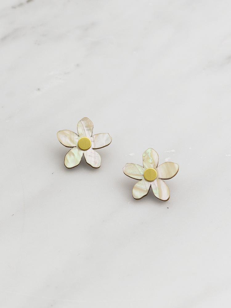 Mini Orange Blossom Studs in Recycled Acrylic and Sterling Silver - Lifestory - Wolf & Moon
