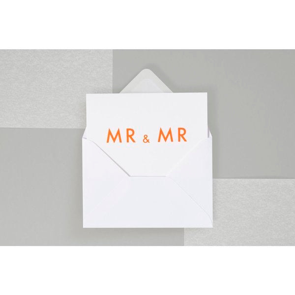 MR & MR Card | Neon Orange on White | Foil Blocked | by Ola - Lifestory - ola