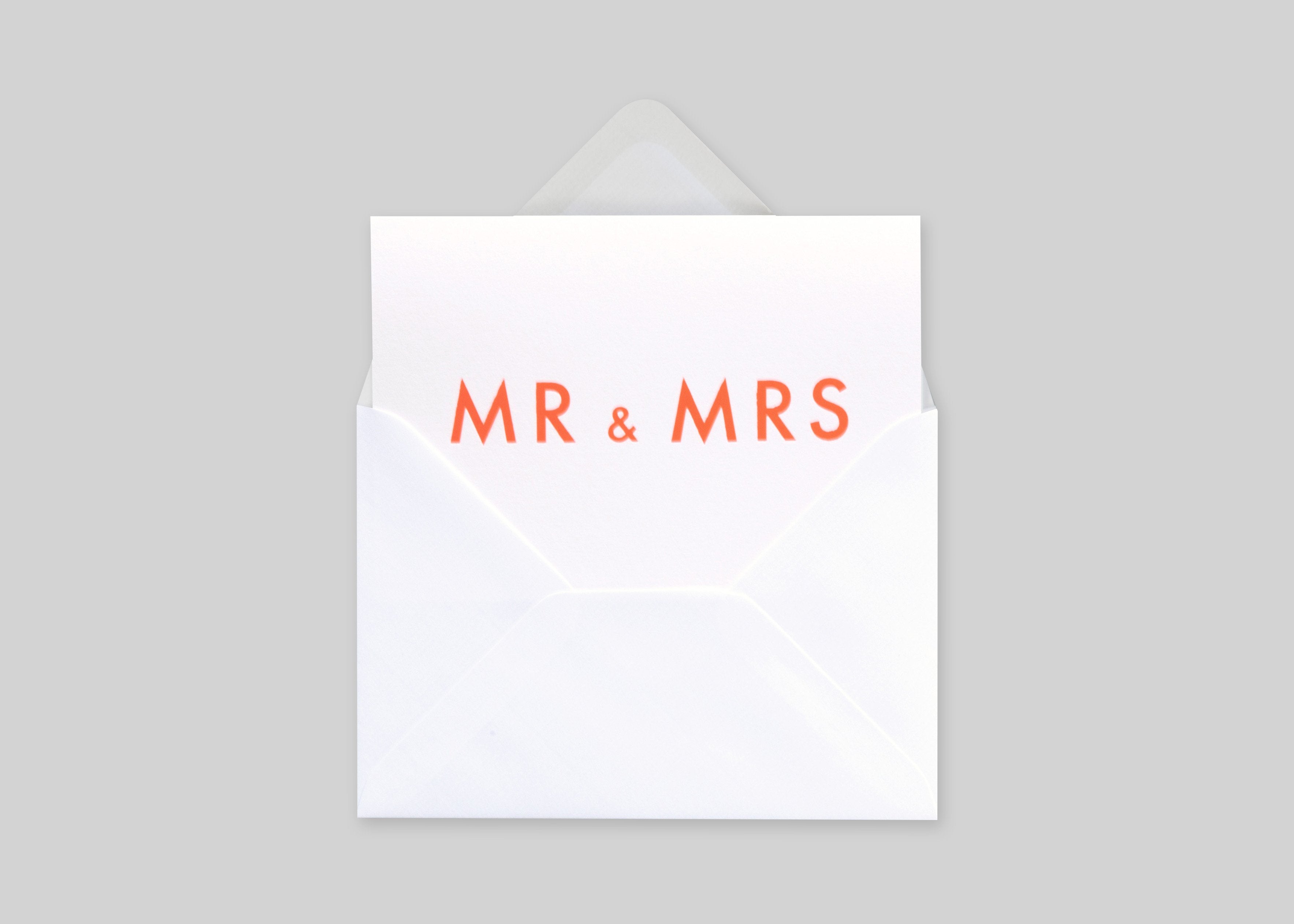 MR & MRS Card | Neon Orange on White | Foil Blocked | by Ola - Lifestory - ola