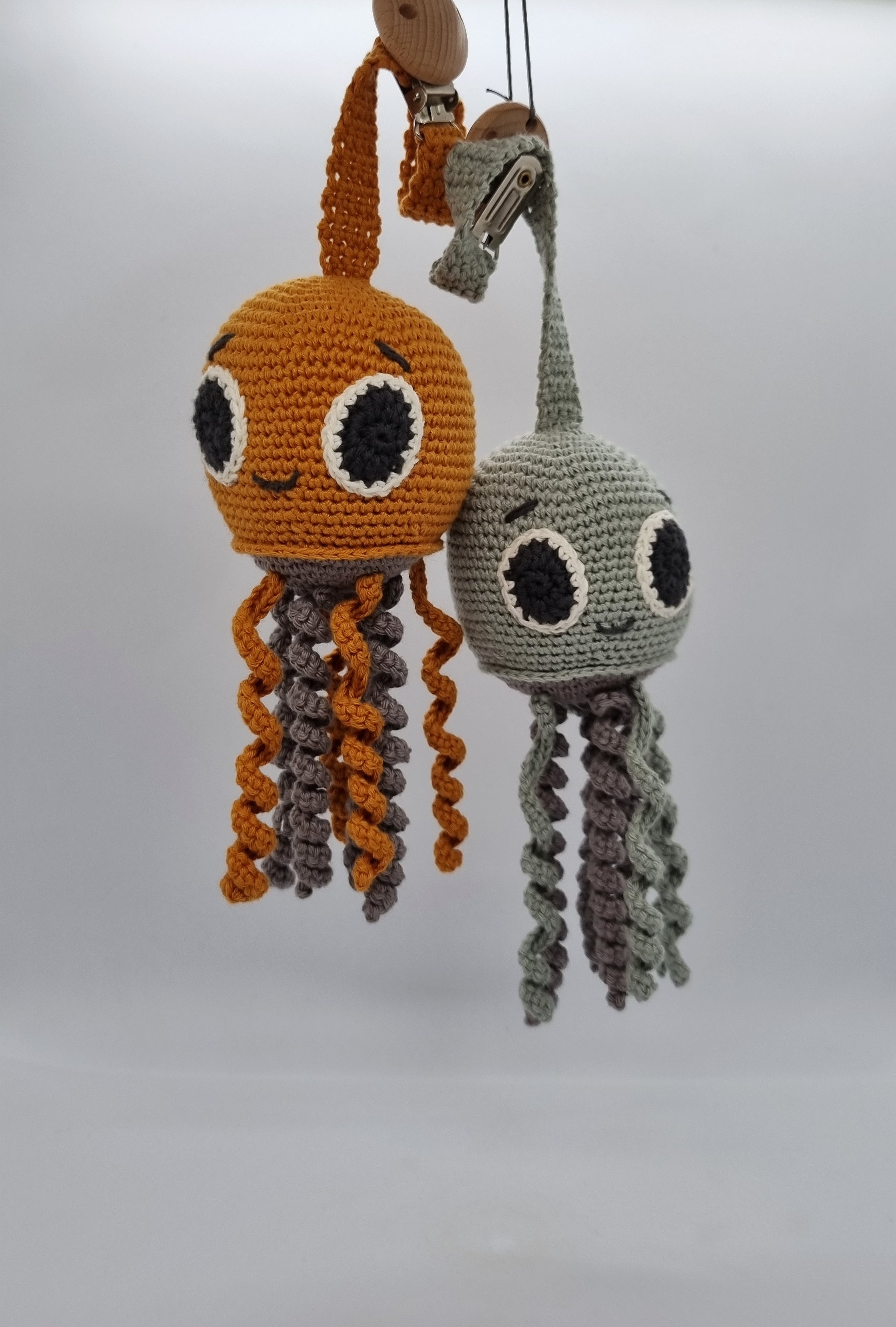 Orange Octopus | Soft Toy / Rattle with Hanging Clip | Medium | by Olesen Design - Lifestory - Oelsen Design