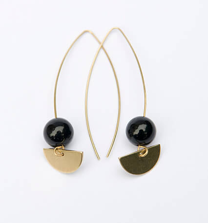 Onyx & Brass Crescent Earrings | by brass+bold - Lifestory - brass+bold