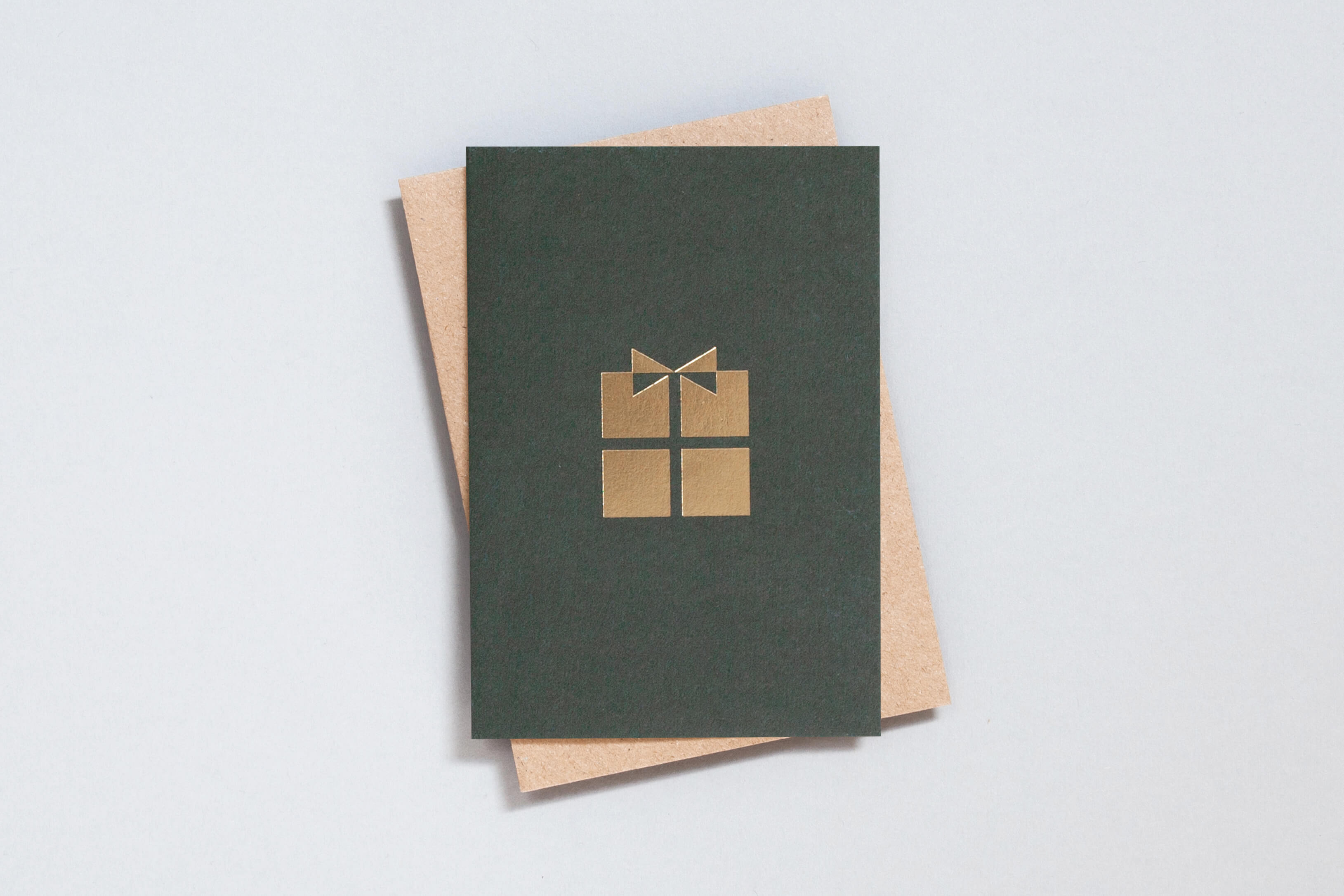 Present Card | Brass on Green | Foil Blocked | by Ola - Lifestory - ola