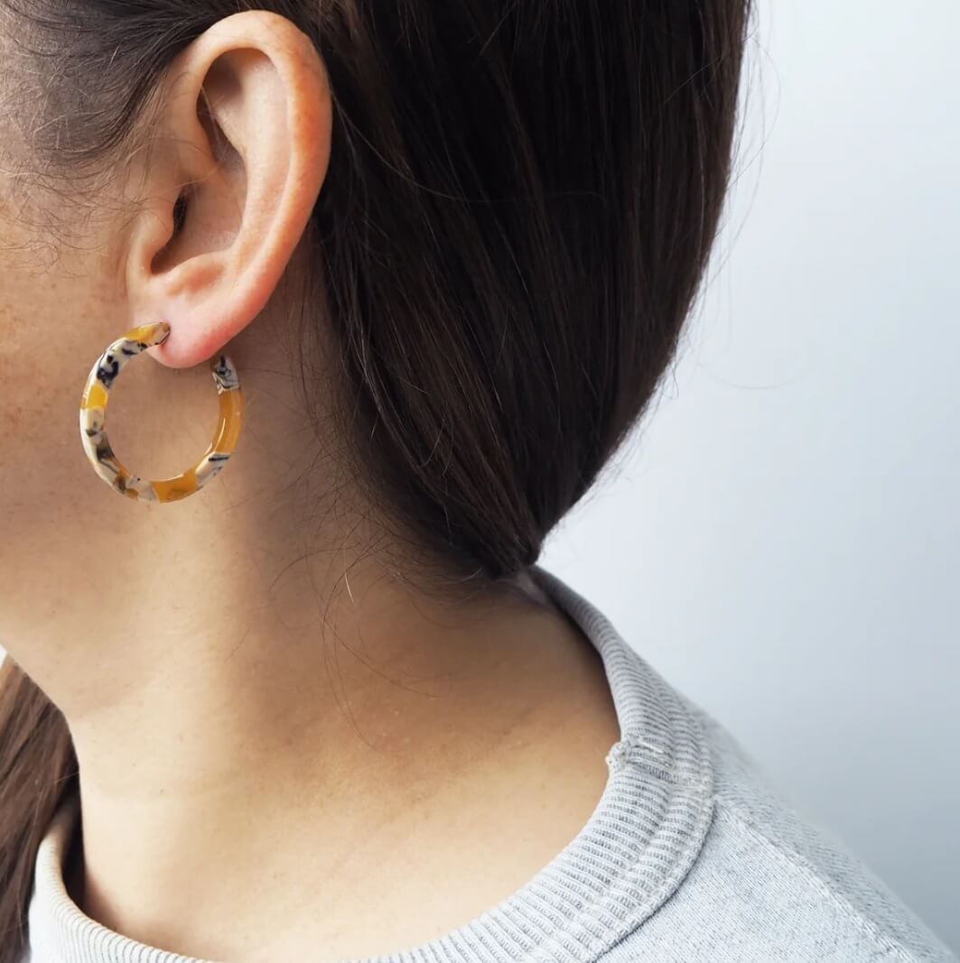 Saffron Slim Hoop Earrings | Saffron & Cream | by Custom Made - Lifestory - Custom Made